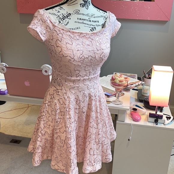 Pastel Pink Sequin Party Dress - Picture 12 of 12